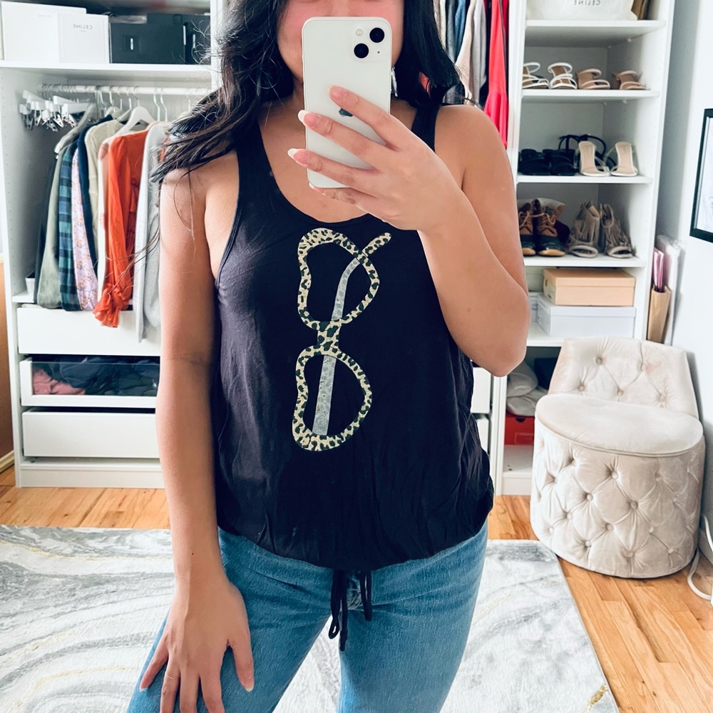 SAUCE Black Cheetah Glasses Tank
